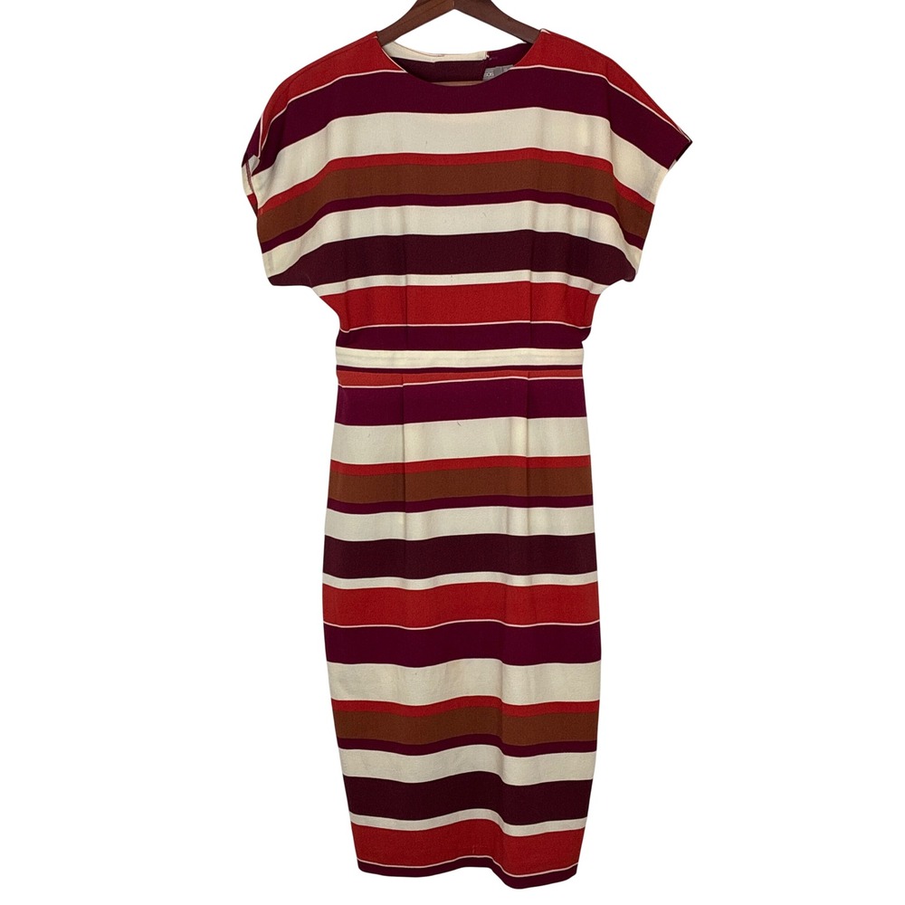 ASOS Striped Midi Sheath Dress Work Business Casual Office Party Boho Retro 6